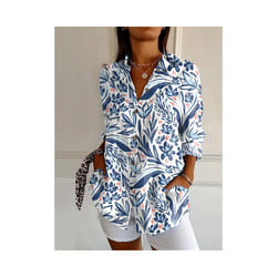 Summer Women's Long Shirt Summer European and American Fashion Shirt 3D Pattern Printed Shirt - YK2149-, S