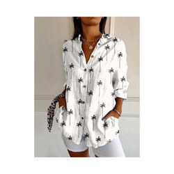 Summer Women's Long Shirt Summer European and American Fashion Shirt 3D Pattern Printed Shirt - YK2030, XXXL