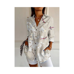Summer Women's Long Shirt Summer European and American Fashion Shirt 3D Pattern Printed Shirt - YK2023, M