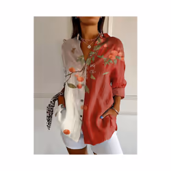 Summer Women's Long Shirt Summer European and American Fashion Shirt 3D Pattern Printed Shirt - YK2008, S