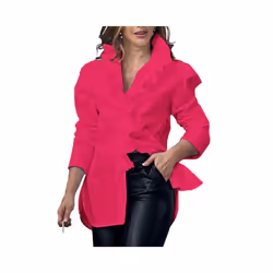 Women Long Sleeve Shirt Puffed Sleeves Blouse Stylish Women's V-neck Spring Autumn Blouse Top Ruffle Trim Women Casual Shirts ...
