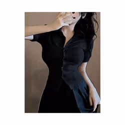 Fashion Woman Blouse Elastic Slim Body Sexy Women's Shirt Korean Summer Clothes Streetwear Short Sleeve Shirts New In Now - b ...