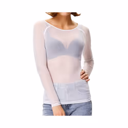 Women Mesh Tops Women's See Through Long Sleeve Seamless Arm Top Mesh Shirt Summer Lightweight Breath Comfty Pure Desire Tops ...