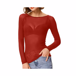 Women Mesh Tops Women's See Through Long Sleeve Seamless Arm Top Mesh Shirt Summer Lightweight Breath Comfty Pure Desire Tops ...