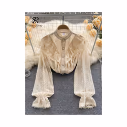 SINGREINY Elegant French Blouse Women Temperament Sweet Ruffles Loose Casual Tops Spring Long Sleeve Streetwear White Shirts ...
