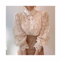 Vintage Solid White Lace Blouse Shirts Women New Korean Button Loose Shirt Tops Female Hollow Casual Ladies Blouses Blusas - WHITE, XXL