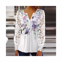 NEW Elegant Loose Shirt Woman Temperament Casual  Shirt Women Long sleeve Printed Woman Shirt Weekend - PURPLE, XL