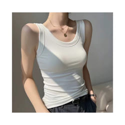Blessed Heart Print Crew Neck T shirt Casual Long Autumn winter top women's long sleeved T-shirt loose comfortable black  white - WHITE TANK TOP, S