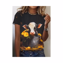 Sale Cat Dog Women's T-Shirts 3d Animal Print Daily Tshirt Funny Casual Ladies Short Sleeve O Neck Female Clothing Top - Red, ...