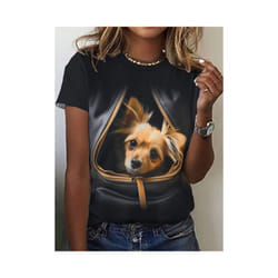 Sale Cat Dog Women's T-Shirts 3d Animal Print Daily Tshirt Funny Casual Ladies Short Sleeve O Neck Female Clothing Top - WHITE, XXS