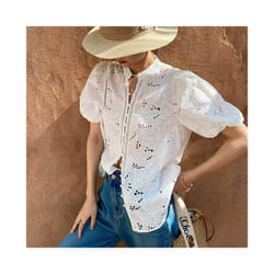 Bohemian White Embroidered Hollow Out Shirt Spring/Summer Casual Vacation Blouse  New in Women Clothing - WHITE, S