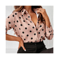 Autumn Women Floral Print Shirt Casual Long Sleeve Botton V Neck Tops Retro Slim Street Blouse Blusas Para Mujer - Khaki, L