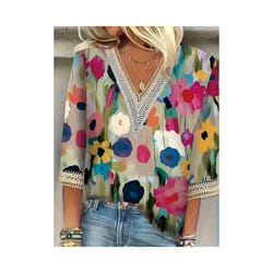 Plus Size Temperament Loose Woman Shirt Fashion Casual Blouse Elegant Long Sleeve Woman Shirt Holiday Weekend Top - Rose, 1XL
