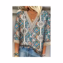 Plus Size Temperament Loose Woman Shirt Fashion Casual Blouse Elegant Long Sleeve Woman Shirt Holiday Weekend Top - Fruit Gre ...
