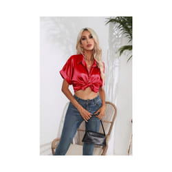 Summer Trend Fashion Women's Casual Elegant Satin Long Sleeved Shirt Office Women's Shirts And Blouses Slim Femal Clothes - B, XXL
