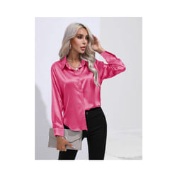 Summer Trend Fashion Women's Casual Elegant Satin Long Sleeved Shirt Office Women's Shirts And Blouses Slim Femal Clothes - 7, XXL