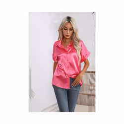 Summer Trend Fashion Women's Casual Elegant Satin Long Sleeved Shirt Office Women's Shirts And Blouses Slim Femal Clothes - D ...