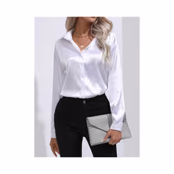 Summer Trend Fashion Women's Casual Elegant Satin Long Sleeved Shirt Office Women's Shirts And Blouses Slim Femal Clothes - 12, XL
