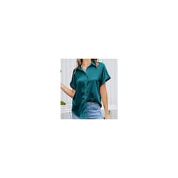Summer Trend Fashion Women's Casual Elegant Satin Long Sleeved Shirt Office Women's Shirts And Blouses Slim Femal Clothes - A, XXL