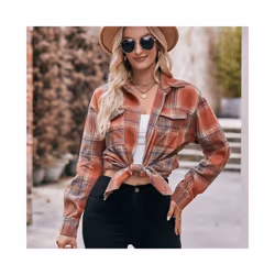 Ladies' Street Style Long Sleeved Shirt Autumn Button Up Collar Top Casual And Fashionable Oversized Loose Checkered Blouse New - blue, S