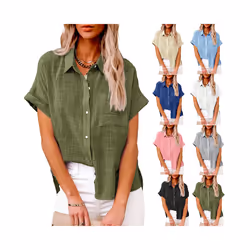 Summer Women's Cotton Shirt Linen Shirt Short Sleeve Casual Loose Shirt Camisa Blancas Para Mujeres Blusas Feminina - Beige, XL