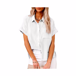 Summer Women's Cotton Shirt Linen Shirt Short Sleeve Casual Loose Shirt Camisa Blancas Para Mujeres Blusas Feminina - WHITE,  ...