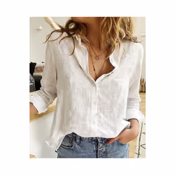 Women Casual Long Sleeve Cotton Linen Shirt Elegant Solid Cardigans Autumn Button Lapel Shirt Loose Oversized Blouse Tunics - ...