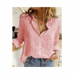 Women Casual Long Sleeve Cotton Linen Shirt Elegant Solid Cardigans Autumn Button Lapel Shirt Loose Oversized Blouse Tunics - ...