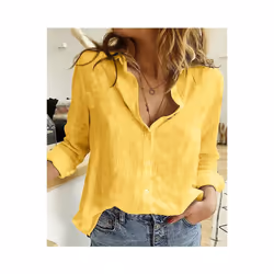 Women Casual Long Sleeve Cotton Linen Shirt Elegant Solid Cardigans Autumn Button Lapel Shirt Loose Oversized Blouse Tunics - ...