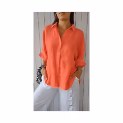 Blusas Para Mujer Cotton Linen Women Shirt Black Turn-Down Collar Lace Up Loose Blouses Female Casual Trendy Ladies Clothes - ...