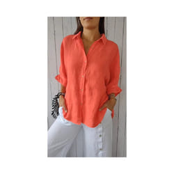 Blusas Para Mujer Cotton Linen Women Shirt Black Turn-Down Collar Lace Up Loose Blouses Female Casual Trendy Ladies Clothes - 7, L