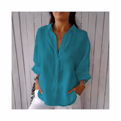 Blusas Para Mujer Cotton Linen Women Shirt Black Turn-Down Collar Lace Up Loose Blouses Female Casual Trendy Ladies Clothes - ...