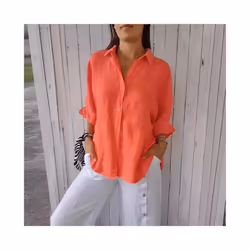 Blusas Para Mujer Cotton Linen Women Shirt Black Turn-Down Collar Lace Up Loose Blouses Female Casual Trendy Ladies Clothes - 9, XXL