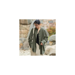 Vintage Shirt Women New Chinese Style Frog Solid Simple Leisure Loose Comfortable Single Breasted O-neck Minimalist Autumn Wear - Green, 4XL