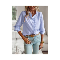 Fashion New Women Elegant Office Shirt,Long Sleeve Top Causal Comfort Simple Shirt,Shirts & Blouses,Tops For Women,Women Clothes - Blue, M