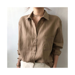 Casual Long Sleeve Cotton Linen Shirt Vintage Harajuku Loose Blouses or Tops for Woman Long Sleeve Elegant Basic Tunics 2022 - Coffee, XXL