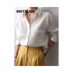 Casual Long Sleeve Cotton Linen Shirt Vintage Harajuku Loose Blouses or Tops for Woman Long Sleeve Elegant Basic Tunics 2022 - White, L