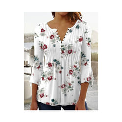 Fashion women shirt Casual loose long-sleeved shirt women Elegant printed temperament tops Women - WHITE, 4XL