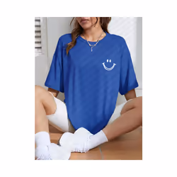 Happy Expression Printed Womens Cotton Short Sleeve Street Hip Hop Tee Clothing All-math Breathable Tops Crewneck Woman T-Shi ...