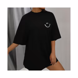 Happy Expression Printed Womens Cotton Short Sleeve Street Hip Hop Tee Clothing All-math Breathable Tops Crewneck Woman T-Shi ...