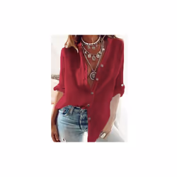 Women's V-neck Long Sleeved Shirt, Pure Cotton Casual White Shirt, Loose Fitting For Spring And Autumn Camisas De Mujer Shirt ...