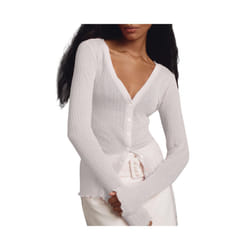 Women Transparent Jacket Sweater Fashion Knitted Cardigan Sexy Long Sleeve Button Closure Knitwear Female Cotton Outwear - WHITE, M
