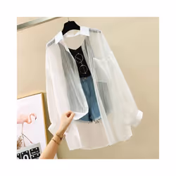 Sun Protection Shirt Clothes For Women Summer Thin Chiffon Shirts Korean Style Loose Tops Casual Solid Button Women's Blouse  ...