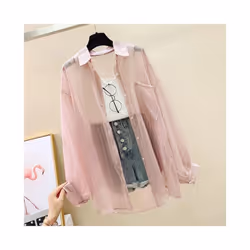 Sun Protection Shirt Clothes For Women Summer Thin Chiffon Shirts Korean Style Loose Tops Casual Solid Button Women's Blouse ...