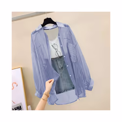 Sun Protection Shirt Clothes For Women Summer Thin Chiffon Shirts Korean Style Loose Tops Casual Solid Button Women's Blouse ...