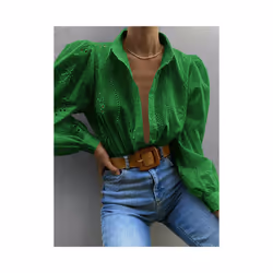 Women's Long-sleeved Hollow Out Button Office Wear Shirts,Shirts & Blouses,Women Clothing,Tops For Women,Clothes,White Shirts ...