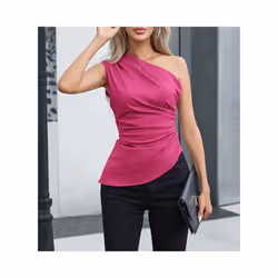 Women's Vest Allseason Sexy Plain Sleeveless One-Shoulder Skinny Fit Party Vest - White, XS