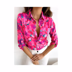 Spring and Summer Women's Casual Long Sleeved Shirts Fashionable Printed Comfortable Shirts Commuting Holiday Women's Shirts  ...