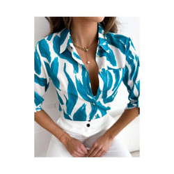 Spring and Summer Women's Casual Long Sleeved Shirts Fashionable Printed Comfortable Shirts Commuting Holiday Women's Shirts - 11, L