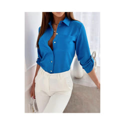 Spring and Summer Women's Casual Long Sleeved Shirts Fashionable Printed Comfortable Shirts Commuting Holiday Women's Shirts - 4, L